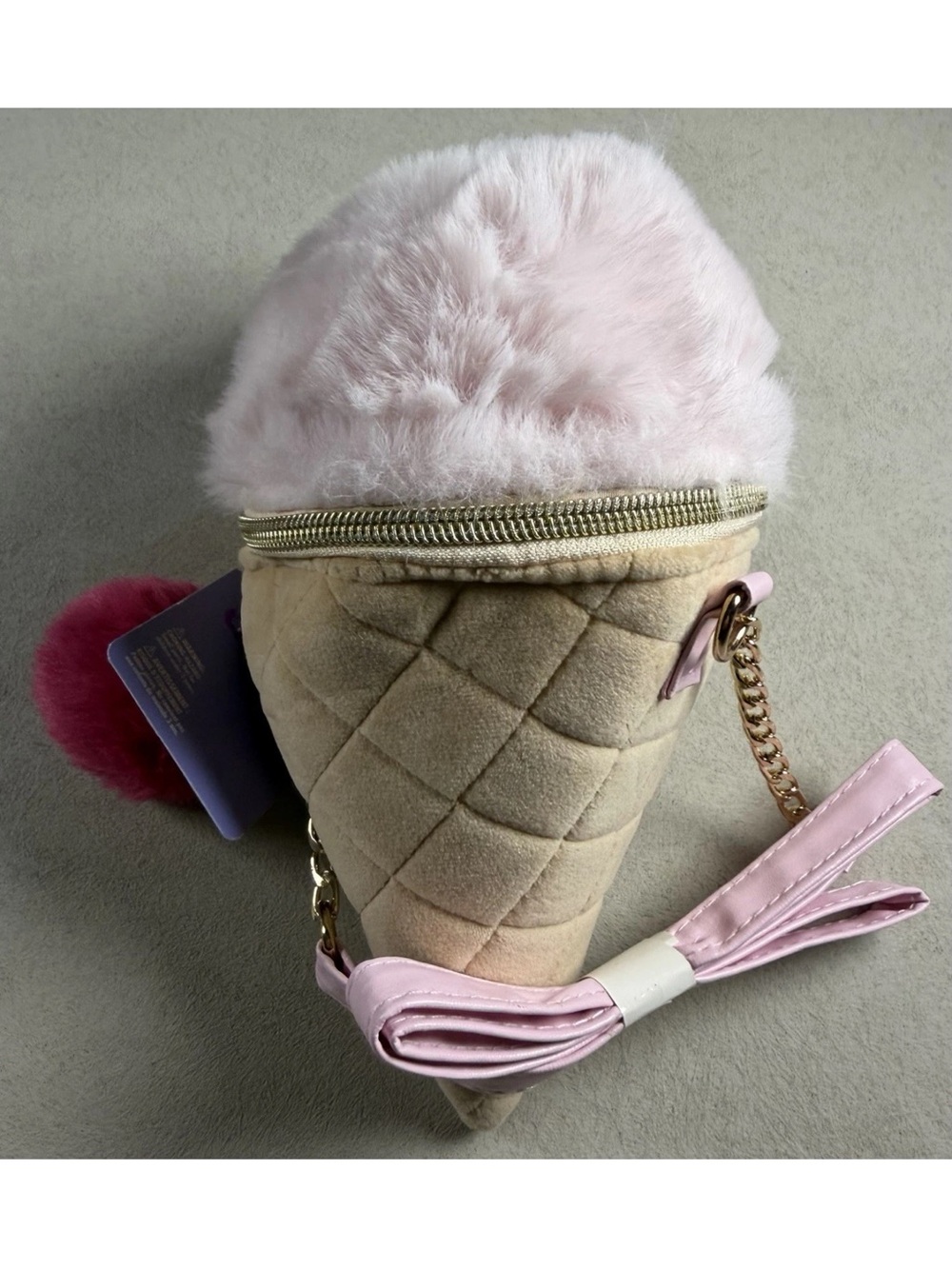 Claire's Pink & Beige Ice Cream Cone Crossbody Bag